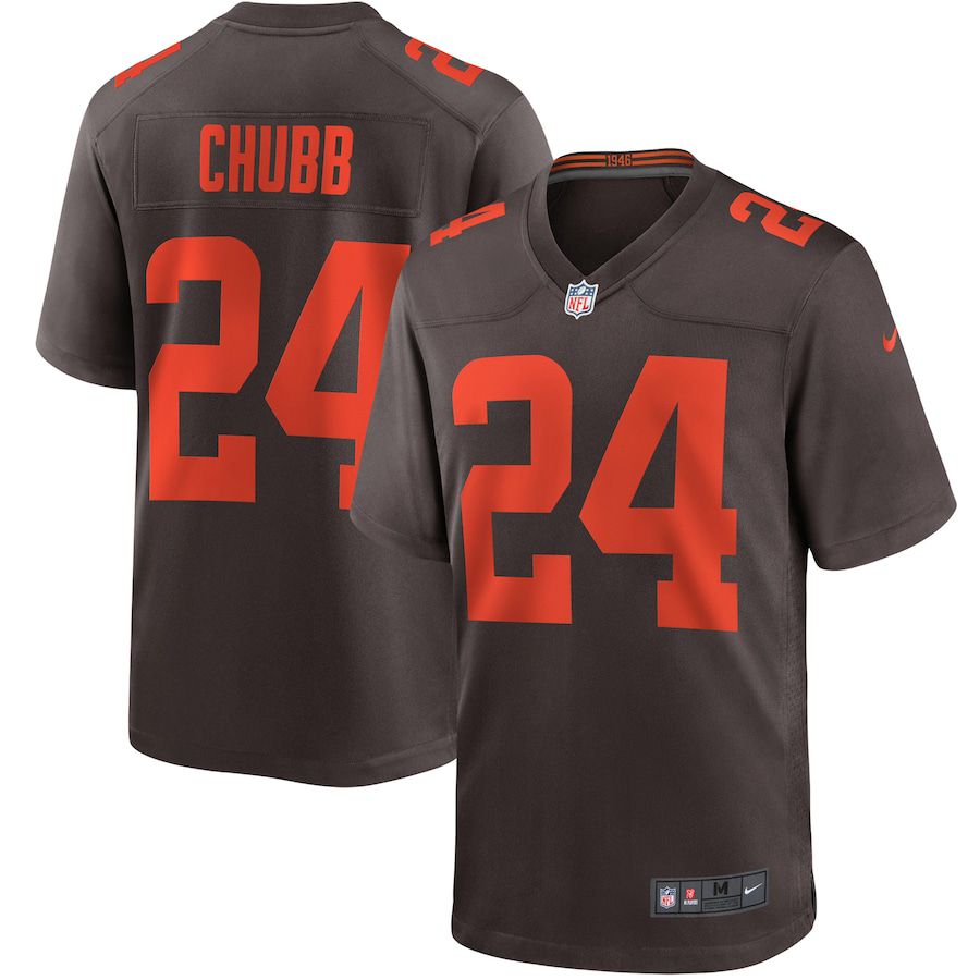 Men Cleveland Browns 24 Nick Chubb Nike Brown Alternate Game NFL Jersey